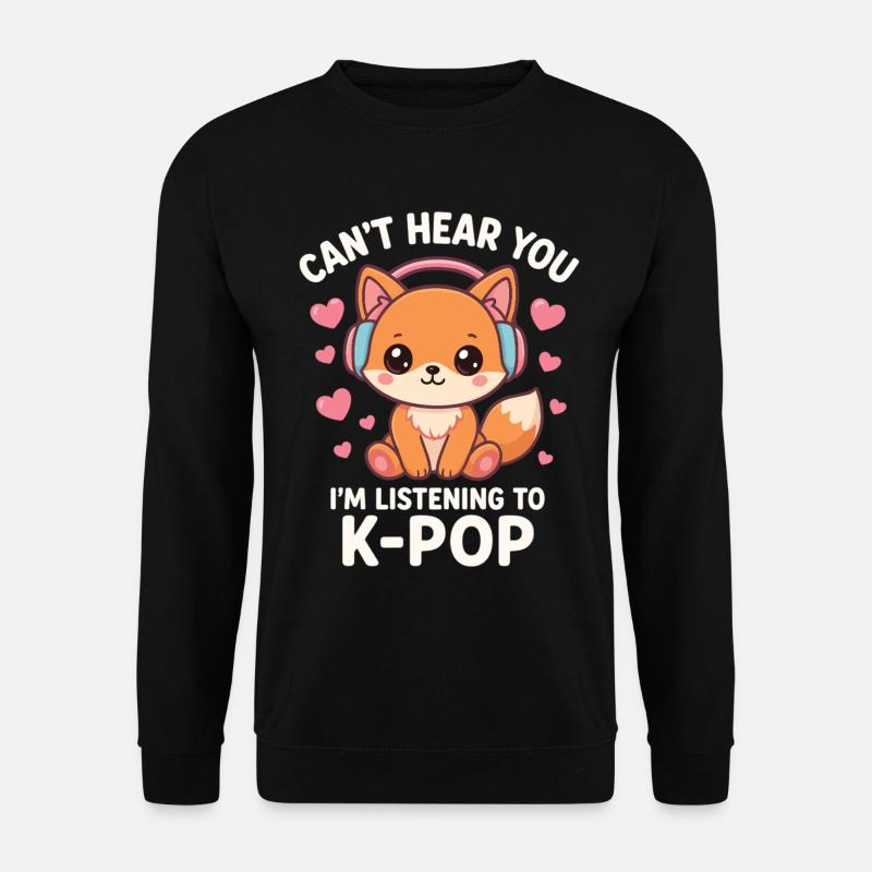 Kawaii Fox Loves K-Pop - Unisex Sweatshirt - black