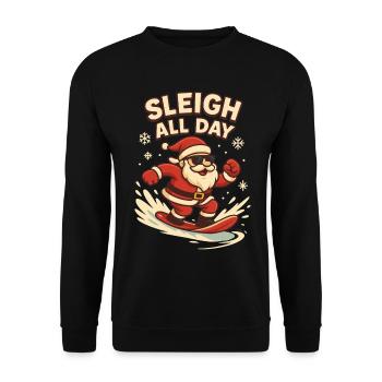 Schlitten-Alltags-Weihnachtsspaß - Unisex Pullover - Schwarz - Vorne - Alina (178cm) & Michal (187cm)