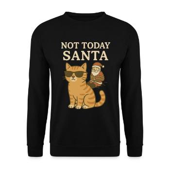 Nicht heute Weihnachtsmann-Lustiges Katzen-Weihnachtsdesign - Unisex Pullover - Schwarz - Vorne - Alina (178cm) & Michal (187cm)