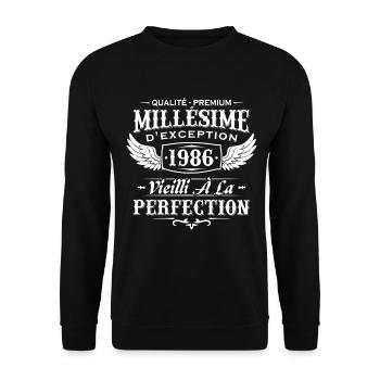 Vintage 1986 Vintage 1986 Geburtstagsgeschenk - Unisex Pullover - Schwarz - Vorne - Alina (178cm) & Michal (187cm)
