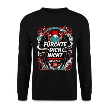 FEAR NOT Japan Cherry Blossoms Fuji - Unisex Sweatshirt - black - Front - Alina (178cm) & Michal (187cm)