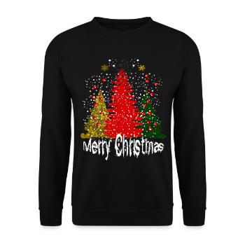 Merry Christmas Trees snow Xmas Family - Unisex Sweatshirt - black - Front - Alina (178cm) & Michal (187cm)