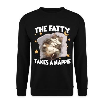Cat Pajama Nightgown – Fun Cozy Sleep - Unisex Sweatshirt - black - Front - Alina (178cm) & Michal (187cm)