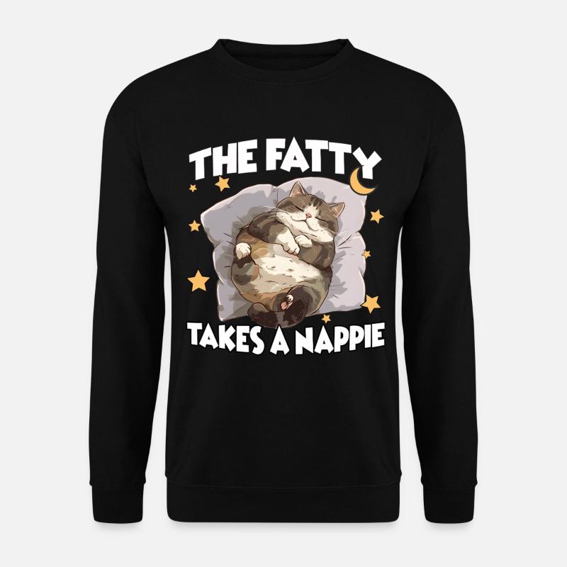 Katzen Pyjama Nachthemd – Lustiges Cozy Schlaf - Unisex Pullover - Schwarz