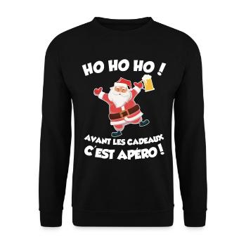 Ho Ho Ho Vor den Geschenken Es ist Aperitif Weihnachtsfeiertage - Unisex Pullover - Schwarz - Vorne - Alina (178cm) & Michal (187cm)