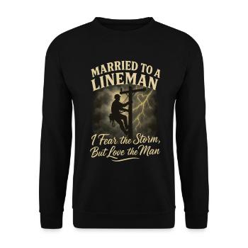 Married to an electrician, love the man - Unisex Sweatshirt - black - Front - Alina (178cm) & Michal (187cm)