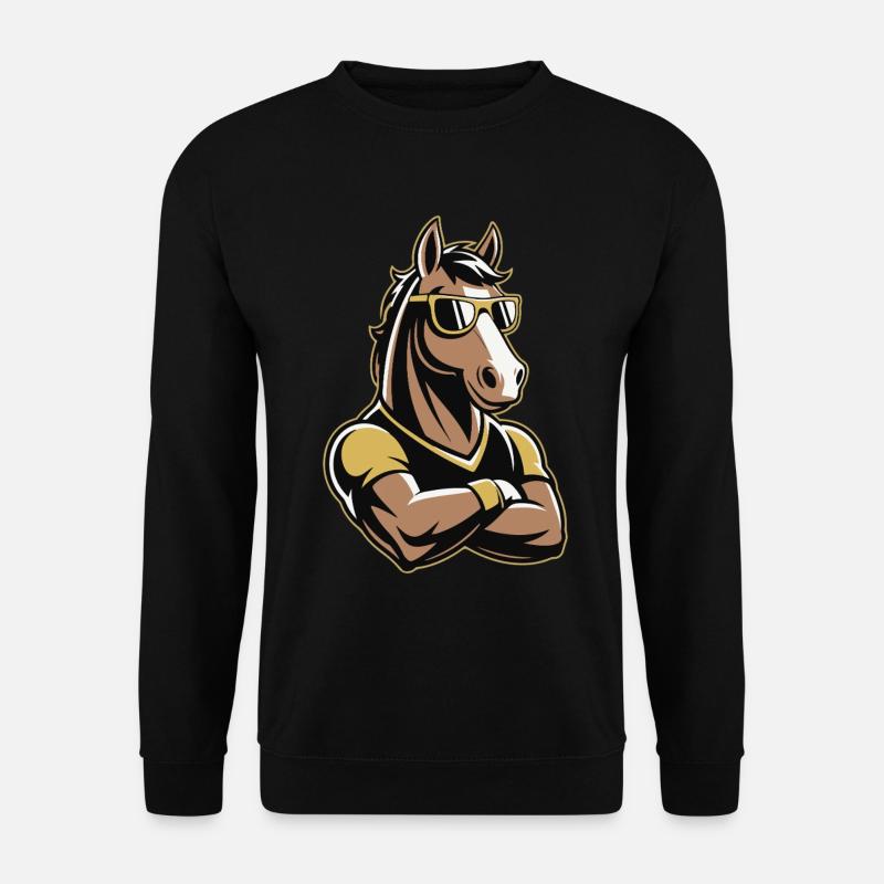 Pferd Maskottchen mit Sonnenbrille - Unisex Pullover - Schwarz