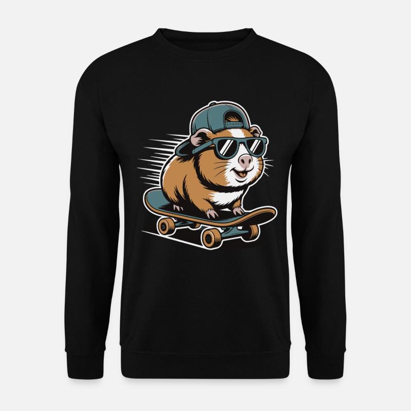 Hamster auf Skateboard - Unisex Pullover - Schwarz