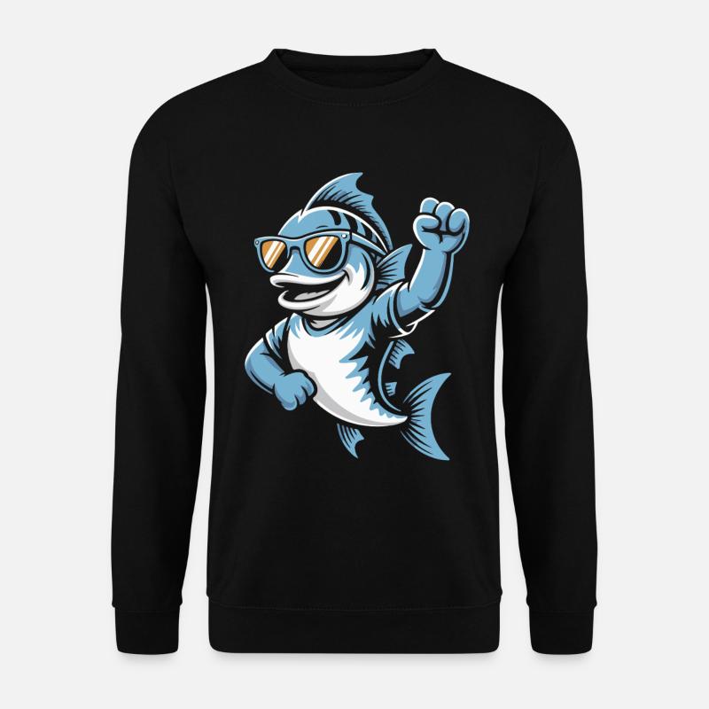 Shark mit Sonnenbrille Jubel - Unisex Pullover - Schwarz