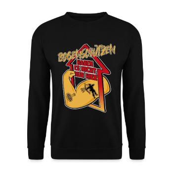 Bogen schießen - Unisex Pullover - Schwarz - Vorne - Alina (178cm) & Michal (187cm)