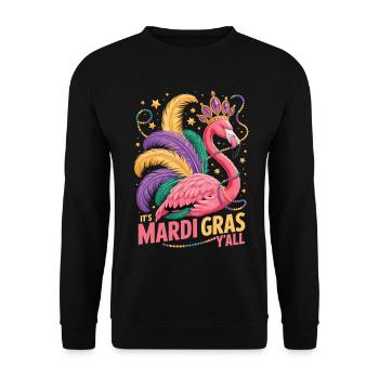 Mardi Gras Flamingo T-Shirt - Unisex Sweatshirt - black - Front - Alina (178cm) & Michal (187cm)
