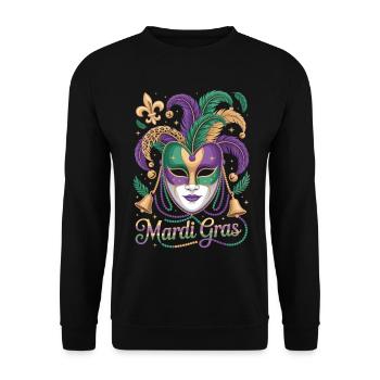 Mardi Gras T-Shirt – Venetian Mask Carnival - Unisex Sweatshirt - black - Front - Alina (178cm) & Michal (187cm)