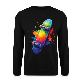 Multicolor Skateboard – Art Splash Skate - Unisex Pullover - Schwarz - Vorne - Alina (178cm) & Michal (187cm)