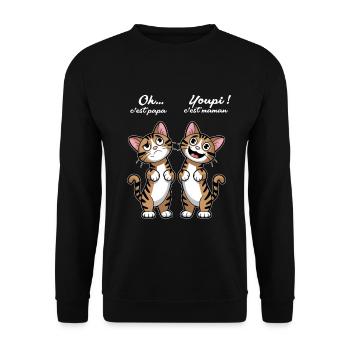 Oh Daddy Cat Humor Familiengeschenk - Unisex Pullover - Schwarz - Vorne - Alina (178cm) & Michal (187cm)