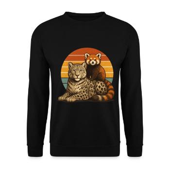 Schneeleopard Roter Panda - Unisex Pullover - Schwarz - Vorne - Alina (178cm) & Michal (187cm)