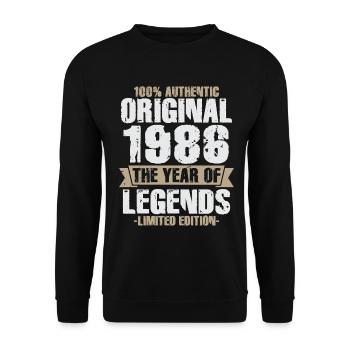 Original 1986 Vintage Vintage Anniversaire Rétro - Sweat-shirt Unisexe - noir - Devant - Alina (178cm) & Michal (187cm)