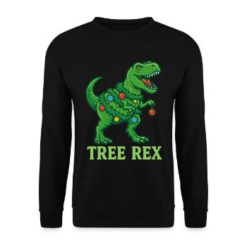 Tree Rex Dinosaurier-Weihnachtsfamilienspaß - Unisex Pullover - Schwarz - Vorne - Alina (178cm) & Michal (187cm)