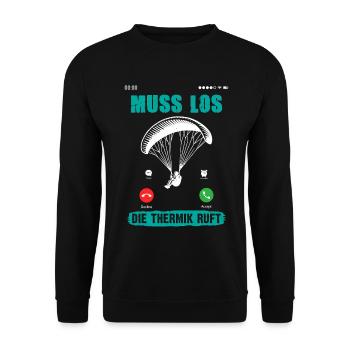 Paragliders MUST GO, THERMALS ARE CALLING - Unisex Sweatshirt - black - Front - Alina (178cm) & Michal (187cm)
