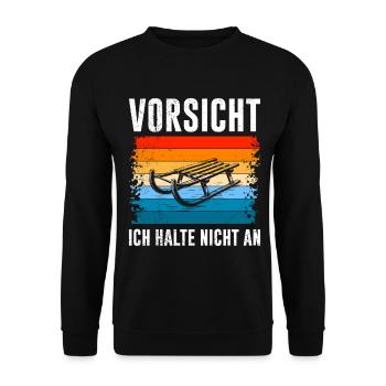 Schlitten Training VORSICHT ICH HALTE NICHT AN - Unisex Pullover - Schwarz - Vorne - Alina (178cm) & Michal (187cm)