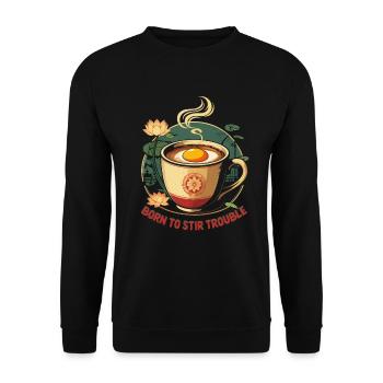 Vietnamese Food Coffee with Egg Yolk - Unisex Sweatshirt - black - Front - Alina (178cm) & Michal (187cm)