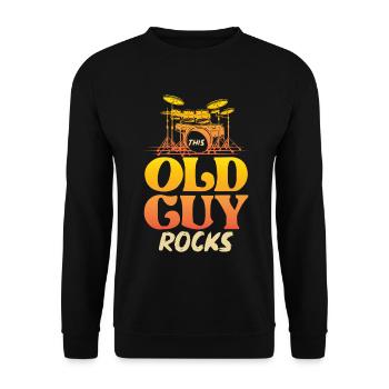 Old Man Rocks Drums - Unisex Sweatshirt - black - Front - Alina (178cm) & Michal (187cm)