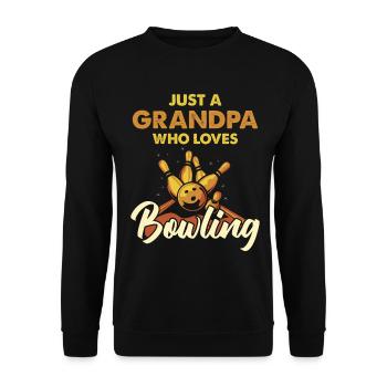 Großvater liebt Bowling Motiv - Unisex Pullover - Schwarz - Vorne - Alina (178cm) & Michal (187cm)
