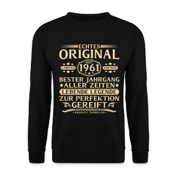 65th Birthday True original since 1961 - Unisex Sweatshirt - black - Front - Alina (178cm) & Michal (187cm)