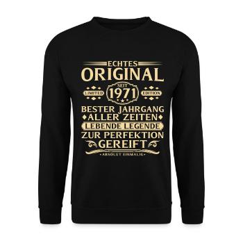 55e anniversaire Véritable original depuis 1971 - Sweat-shirt Unisexe - noir - Devant - Alina (178cm) & Michal (187cm)