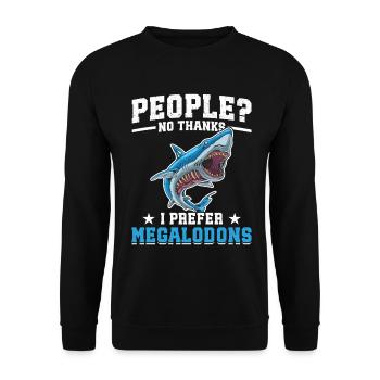  Megalodon Research Team Megalodon Shark Lover - Unisex Sweatshirt - black - Front - Alina (178cm) & Michal (187cm)
