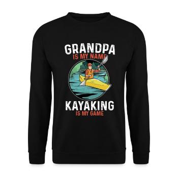 Opa Kayak Abenteuer - Unisex Pullover - Schwarz - Vorne - Alina (178cm) & Michal (187cm)
