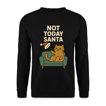 Nicht heute Weihnachtsmann-lustiger Katzen-Weihnachtshumor - Unisex Pullover - Schwarz - Vorne - Alina (178cm) & Michal (187cm)