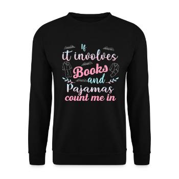 Bücher & Pyjamas Pastell-Design - Unisex Pullover - Schwarz - Vorne - Alina (178cm) & Michal (187cm)