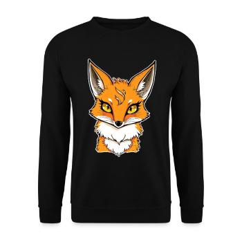 Fuchs Kopf Cartoon Illustration - Unisex Pullover - Schwarz - Vorne - Alina (178cm) & Michal (187cm)
