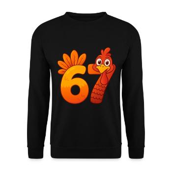 Funny Six Seven 6 7 Meme Thanksgiving - Unisex Sweatshirt - black - Front - Alina (178cm) & Michal (187cm)