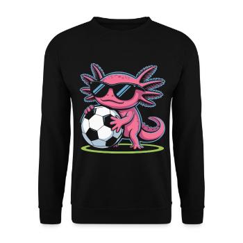 Pink Axolotl with Football Glow - Unisex Sweatshirt - black - Front - Alina (178cm) & Michal (187cm)