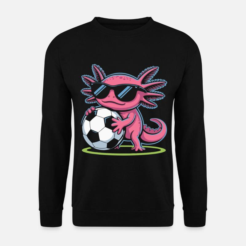 Pink Axolotl mit Fußball Glow - Unisex Pullover - Schwarz