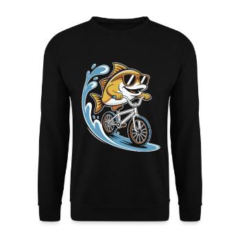 Poisson avec des lunettes de soleil sur un vélo - Sweat-shirt Unisexe - noir - Devant - Alina (178cm) & Michal (187cm)