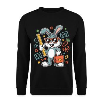 Lernbunny Schulabenteuer mit Brille - Unisex Pullover - Schwarz - Vorne - Alina (178cm) & Michal (187cm)