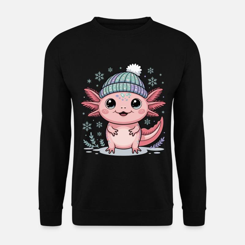 Axolotl with knitted hat - Unisex Sweatshirt - black
