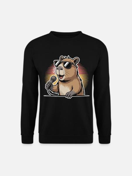 Singer Capybara with sunglasses - Unisex Sweatshirt - black