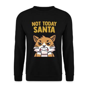 Humorvolle Katze Nicht heute Weihnachtsmann Lustig - Unisex Pullover - Schwarz - Vorne - Alina (178cm) & Michal (187cm)