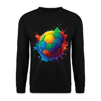 Color Splash Multicolor Fußball - Unisex Pullover - Schwarz - Vorne - Alina (178cm) & Michal (187cm)