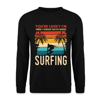 Surfing at sunset - Unisex Sweatshirt - black - Front - Alina (178cm) & Michal (187cm)