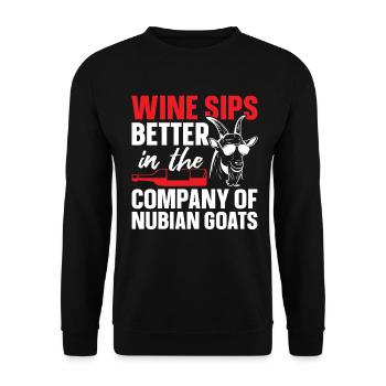 Nubienne Chèvre Maman Amoureuse du vin Peluche Nubienne - Sweat-shirt Unisexe - noir - Devant - Alina (178cm) & Michal (187cm)