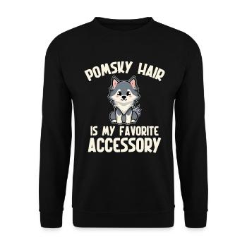 Pomsky Stofftier-Hundezubehör Hundegeschirr - Unisex Pullover - Schwarz - Vorne - Alina (178cm) & Michal (187cm)