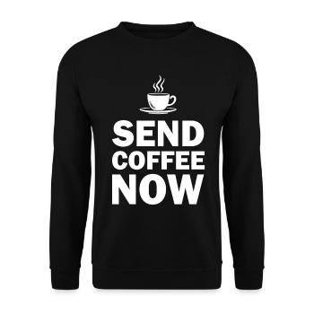 Funny Send Coffee Now Office Emergency - Unisex Sweatshirt - black - Front - Alina (178cm) & Michal (187cm)