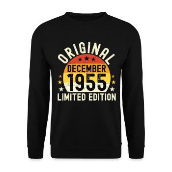 Birthday December 1955 Original Vintage Gift - Unisex Sweatshirt - black - Front - Alina (178cm) & Michal (187cm)