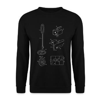 Metal Detector Blueprint Fig 3 Design - Unisex Sweatshirt - black - Front - Alina (178cm) & Michal (187cm)
