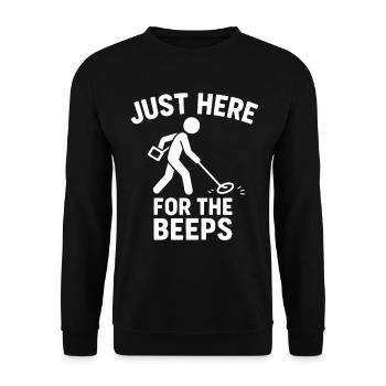 Nur hier für den Spaß am Metalldetektor-Suchen! - Unisex Pullover - Schwarz - Vorne - Alina (178cm) & Michal (187cm)