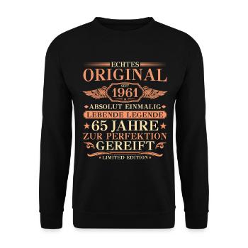 1961 Vintage Absolutely Unique 65th Birthday - Unisex Sweatshirt - black - Front - Alina (178cm) & Michal (187cm)
